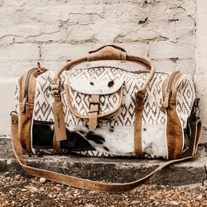 NWT Myra Leather Hair On Hide Duffle Bag Weekender